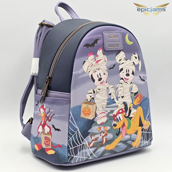 Loungefly Disney Mickey Mouse & Friends Halloween Purple Mini Backpack Bag New - Picture 2 of 6